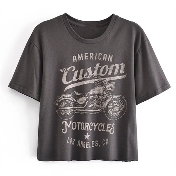 16 American Motorcycles Los Angeles Cropped cotton Graphic Tee Top - Picture 8 of 9